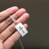 Mens silver cross necklace handmade christian jewelry lifetime wear